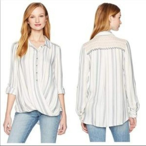 Vintage American Blues Roadtrip Striped Mackenzie Blouse Sz. Large White… - Picture 3 of 10